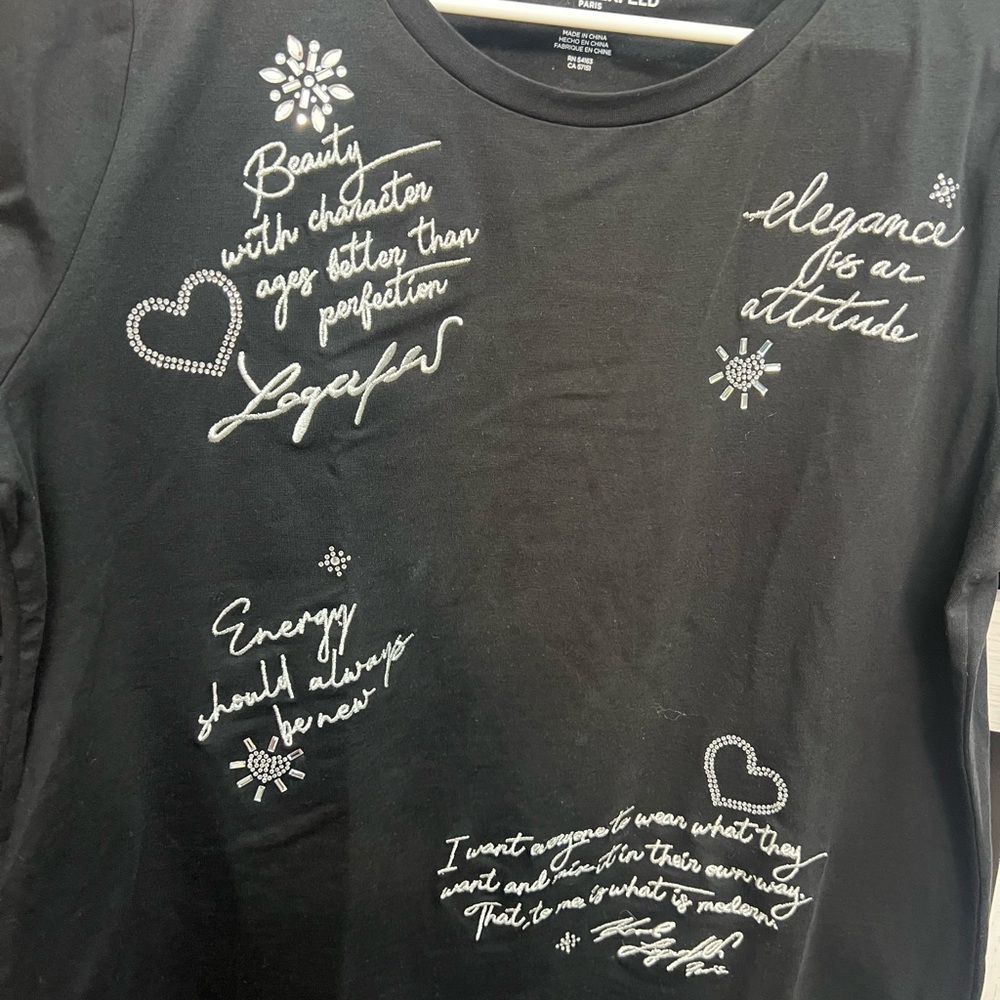 Kurt Geiger Black Tee with White Graphic Accents